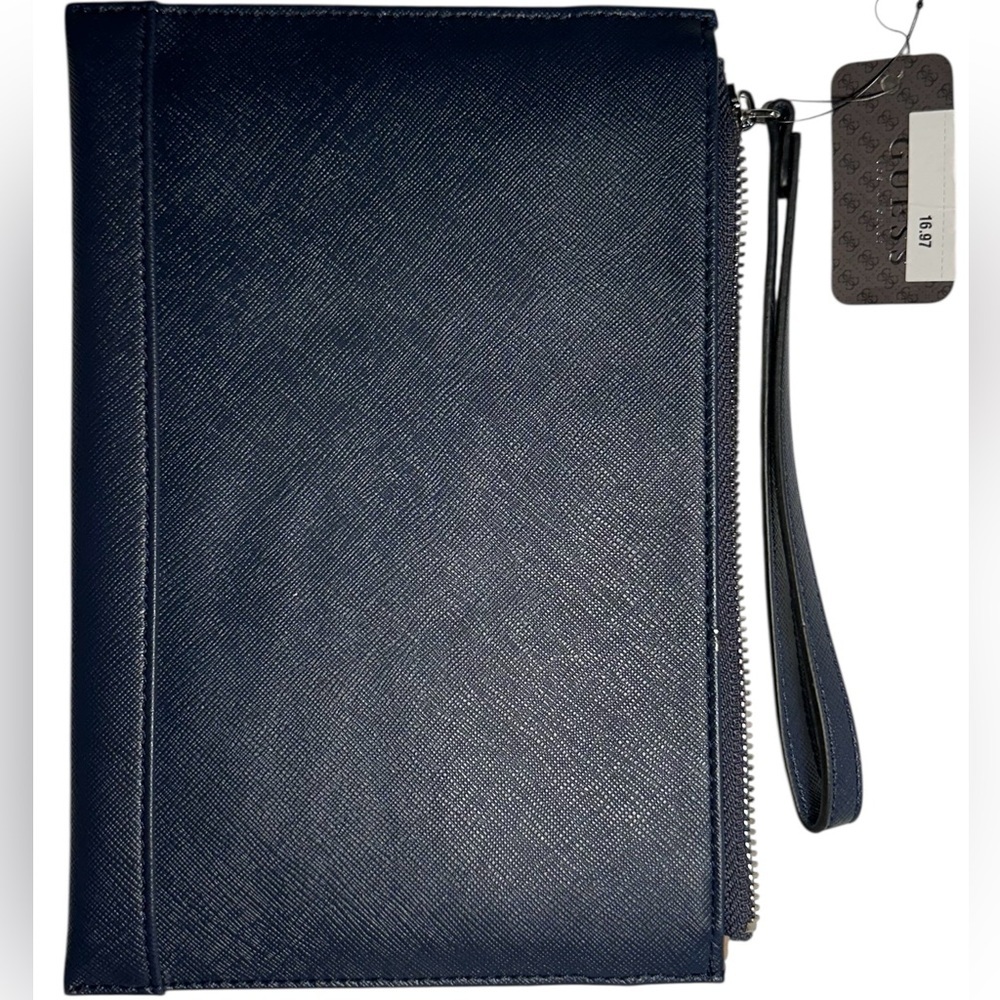 GUESS Los Angeles Navy Blue faux leather wristlet wallet. - Picture 3 of 6
